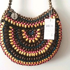 The Sak Wood Beaded Hobo Purse